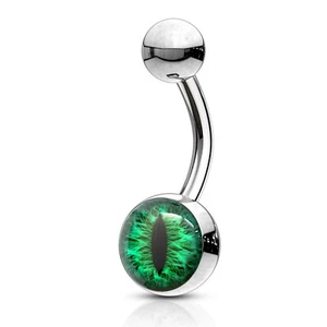 SNAKE EYE BALL STEEL BELLY BUTTON RING NAVEL PIERCING BODY JEWELRY (14G 3/8") - Picture 1 of 5