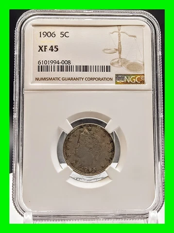 1906 Liberty Nickel Graded NGC XF-45 V Nickel 5 Cent Piece Cover