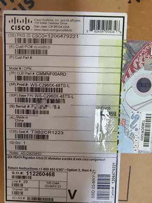 Cisco Catalyst WS-C2960X-48TS-L switch 48 ports NEW Fast shipping FedEx or DHL - Image 1 of 2