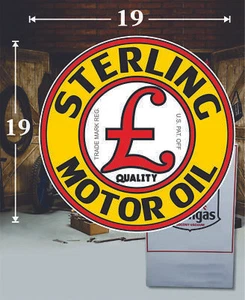 (1) 19" X 19" STERLING MOTOR OIL GAS VINYL DECAL LUBESTER OIL PUMP CAN LUBSTER - Picture 1 of 1