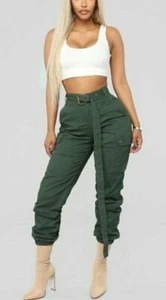 Fashion Nova Green High Waisted Cargo CULLOTES Pants Hunter Women's 3X NWT #CB4 - Picture 1 of 12