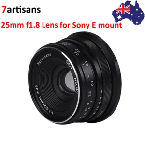 7artisans 25mm F1.8 APS-C Manual Focus Prime Lens for Sony E Mount Camera Black - Picture 1 of 10