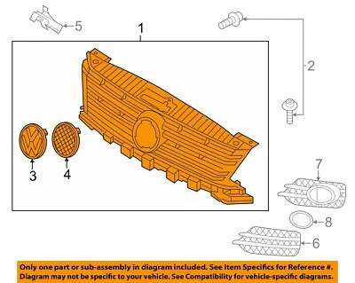 VW VOLKSWAGEN OEM 12-16 Tiguan-Grille Grill-Center 5N0853651J9B9 - Image 1 of 2
