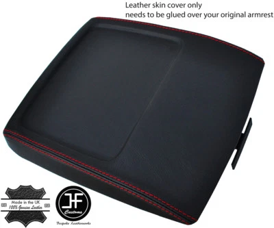 CUBIERTA TAPA REPOSABRAZOS CUERO REAL PUNTADA ROJA PARA FORD F150 F250 F350 1992-1996 Foto 1 de 3