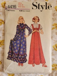 Vimtage Style 4416 Sewing Girls Teen Misses Long Dress Frill Sz 8- 31 1/2" Chest - Picture 1 of 3