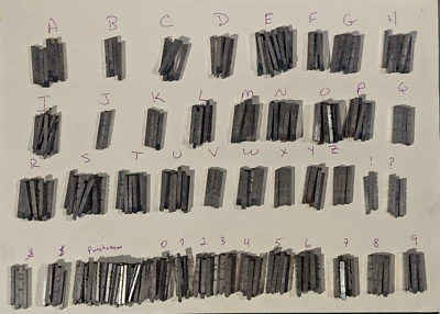 Antique Printing Press Type-Set Letter-Press Metal Alphabet Numbers Punctuation - Image 1 of 4