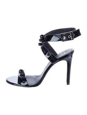 PEDRO GARCIA Black Patent Leather Studded Sandals Size 7.5 IT 37.5 Good Cond. - Image 1 of 4