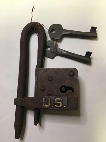 Vintage WROUGHT IRON U. S. LOCK with two KEYS Ships FREE! Cover