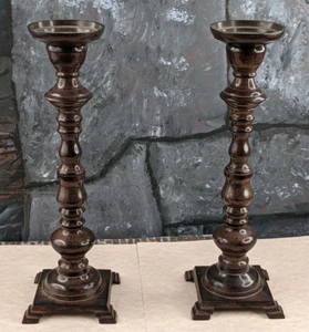 "Par de candelabros de metal fundido vintage gótico boho 10,5"" bruja hobbitcore" - Imagen 1 de 14