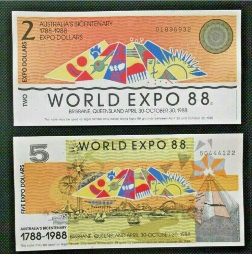 Australia / 1988 World Expo 88 - Banknote Set $2/$5 Brisbane Queensland