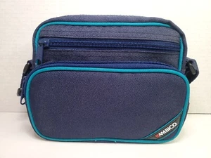 Vintage Ambico 3 Pocket Camera Bag Blue Teal with Zipper & Shoulder Strap - Picture 1 of 21
