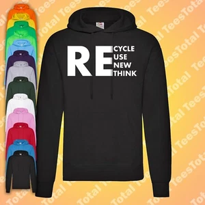 Recycle Reuse Renew Rethink Hoodie Climate Crisis Environmental Activism Unisex - Picture 1 of 1