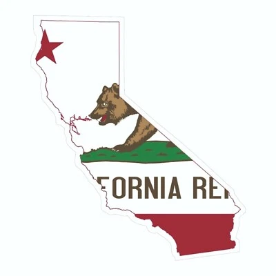 ARLON California State Map Outline with Flag Sticker, Decal, Vacation Sticker