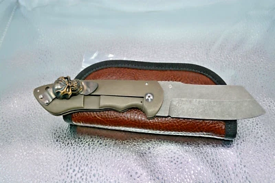 Burchtree bladeworks Custom Dao XL with Steel Flame Hardness Skull Clip - Image 1 of 4