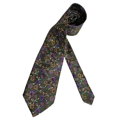 KENZO PARIS Green Floral Silk LUXURY Tie HANDMADE ITALY  - Image 1 of 4