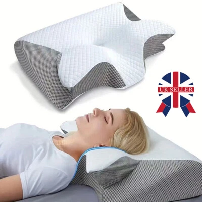 Cervical Memory Foam Neck Pillow 2 in 1 Ergonomic Contoured Support Pillow
