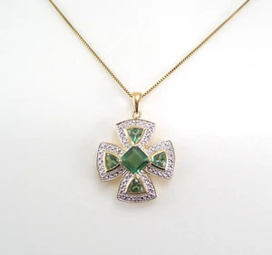 VTG Ross Simons Necklace Gold over Sterling Cubic Zirconia Maltese Cross Pendant - Picture 1 of 16