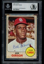 Bob Gibson 1968 Topps Card #100 BGS JSA Encased Autograph MVP Season