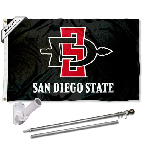 San Diego State Aztecs Black Flag Pole and Bracket Gift Package Cover