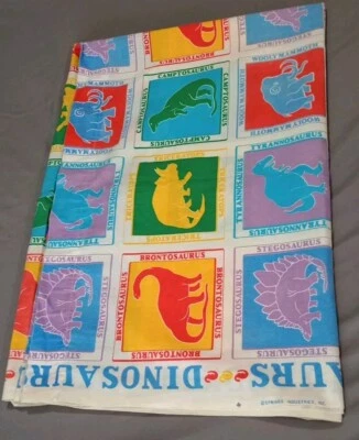 Dinosaurs Fabric Springs Industries Bright Multi-colored Flat Sheet Toddler Bed - Image 1 of 4