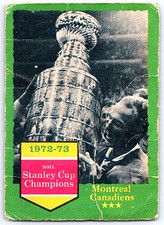 1973-74 O-Pee-Chee Light Back 1972-73 Stanley Cup Champion Montreal Canadiens