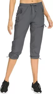 NEW Mocoly Grey Pants Women's Elastic Waist Quick Dry UVA zip pockets size XL - Picture 1 of 8