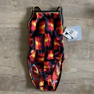 VINTAGE Speedo schwarz rot hoch geschnittene Rückseite einteiliger Badeanzug Größe 22 NEU - Bild 1 von 6