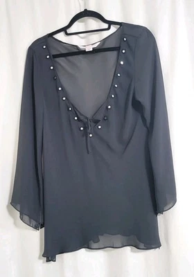 Victoria's Secret Sheer Beach Coverup M/L Espejo Lentejuelas Bruja Hada Capricho Foto 1 de 4