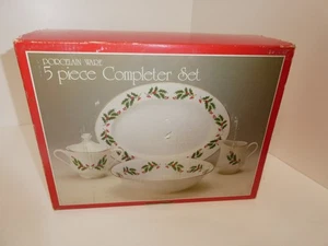 Vintage Venture Weihnachten 5-teiliges komplettes Set Stechpalme Beere Porzellan Platte, Milchkännchen - Bild 1 von 21