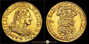 Felipe V (1700-1746). 2 escudos. 1741. Sevilla. PJ. (Cal-1994). Au. 6,73 gramos. - Foto 1 di 3