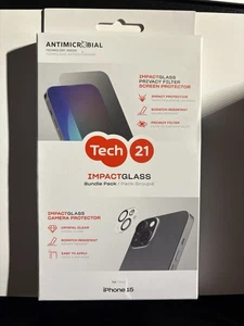 TECH 21 IMPACT GLASS BUNDLE PACK T21-10552 FOR IPHONE 15 PRO - Picture 1 of 3