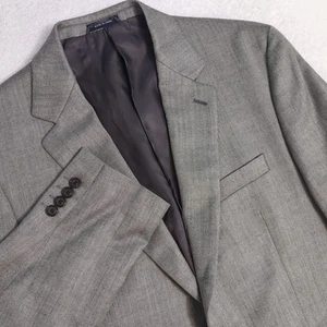 Ralph Lauren Sport Coat Size 42R Silver Silk/Wool 2 Button Blazer Herringbone - Picture 1 of 10