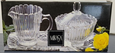 Mikasa Royal Suite Sugar (With Lid) And Creamer With Tray Set Crystal - Image 1 of 4
