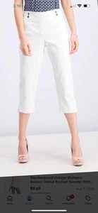 NWT JM COLLECTION ZIPPER TRIM TAMMY CONTROL STRETCH CAPRI WHITE PANTS - SZ PXL - Picture 1 of 9