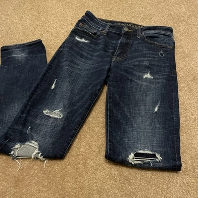 Мужские джинсы American Eagle 30x32 синие темные вареные узкие гибкие - Изображение 1 из 4