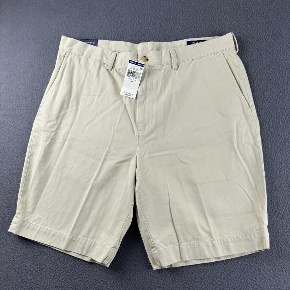 Polo Ralph Lauren Shorts Men’s 36 Beige Classic Fit 9” Pony Stretch Flat NEW - Image 1 of 4