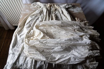 Lot de 2 Vêtements anciens chemise jupon mercerie dentelle broderie - Photo 1/4