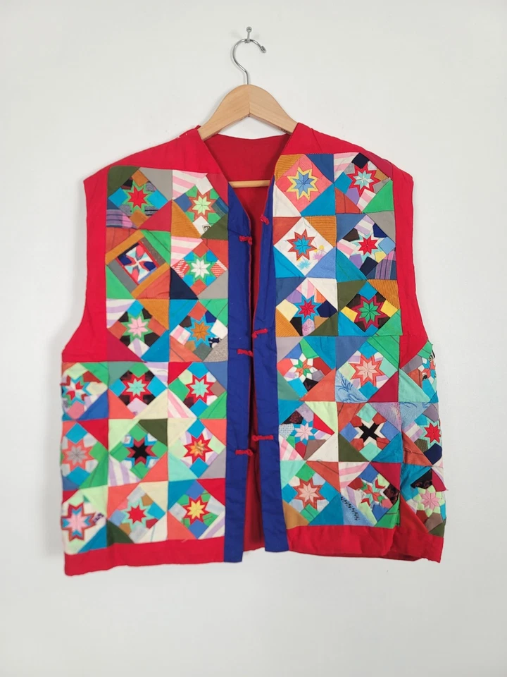 Vintage 1960s Womens Vest Sz XL Christmas Star Handmade Quilted Stunning VTG - Image 1 of 4