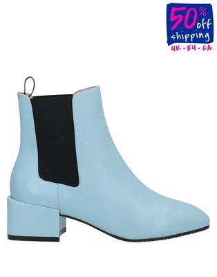 RRP€640 STUART WEITZMAN Leather Chelsea Boots US6 UK3.5 EU36.5 Blue Square Heel - Image 1 of 4