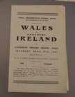 Wales v Northern Ireland. 1957 Football Programme. Porth, Rhondda.