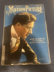 Motion Picture Magazine July 1916- Carlyle Blackwell- early movie magazine - Picture 1 of 4
