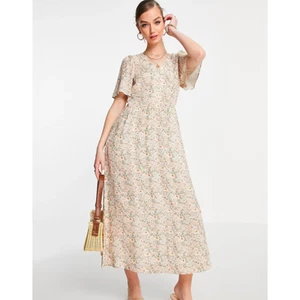 & Other Stories Disty Floral Print Button V-cut Midi Dress in Multi, size 0 - Picture 1 of 13