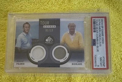 Jack Nicklaus Arnold Palmer #1/12 SP GU Cap 2014 Tour Gear Combos BLUE PSA 8 - Image 1 of 2