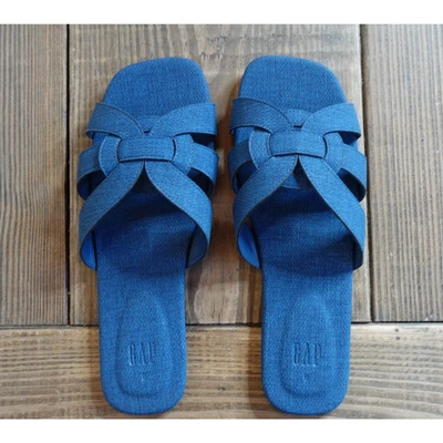 GAP Shoes Womens Size 9 Blue Denim Slide Sandals Crisscross Straps Casual Summer - Image 1 of 4