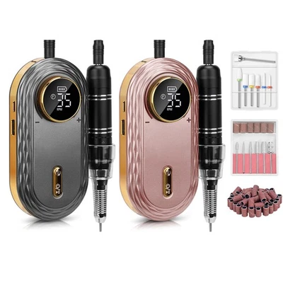 Nagelfräser Maniküre Pediküre SET Nagel Design Nagelstudio Nail Art Rosa&Grau - Bild 1 von 4