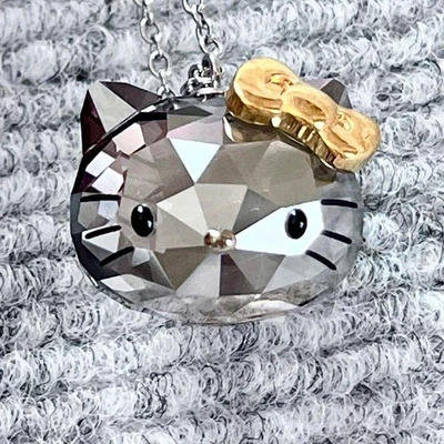 Swarovski × Hello Kitty Kawaii Silber Kätzchen Anhänger Halskette Sanrio eing... - Bild 1 von 4