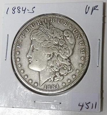 Moneda de dólar de plata Morgan 1884-S en estado bastante bueno San Francisco Mint (71025) Foto 1 de 4