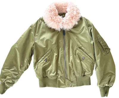 Y2K Women's Coach Utility Bomber Jacket With Lamb Shearling Trim 90's - Image 1 of 4