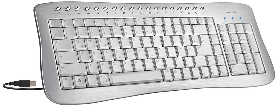 Speedlink Alare Metal Keyboard Tastatur US-Layout USB QWERTY Office Alu PC 134 - Bild 1 von 2