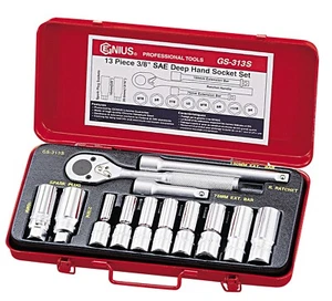 Genius Tools 13 Piece 3/8" Dr. SAE Deep Hand Socket Set - GS-313S - Picture 1 of 1
